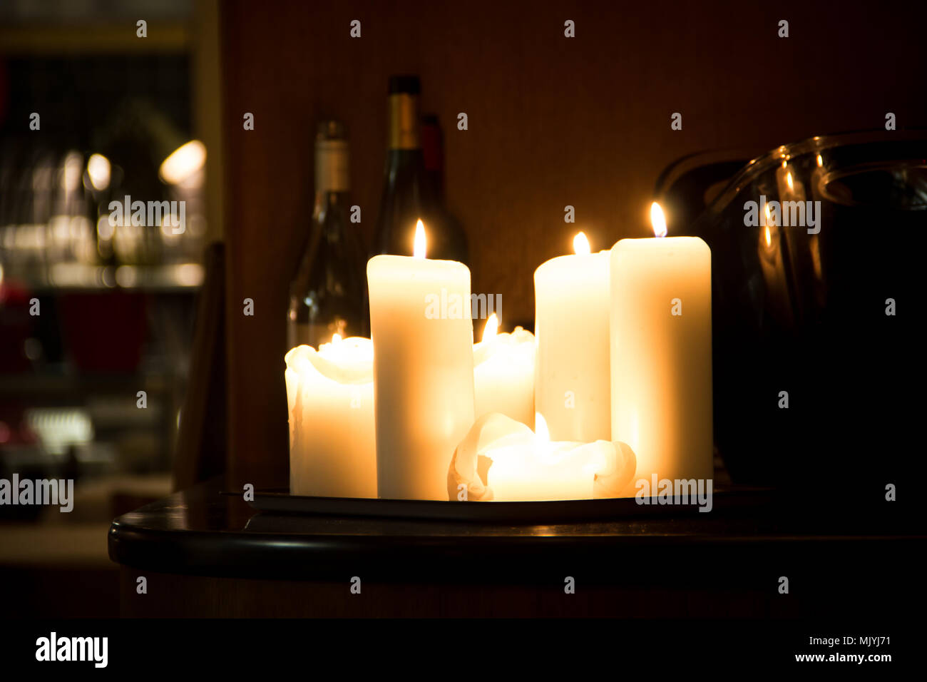 Lit Candles in a restaurant in Brussels Belgium Stock Photo Alamy
