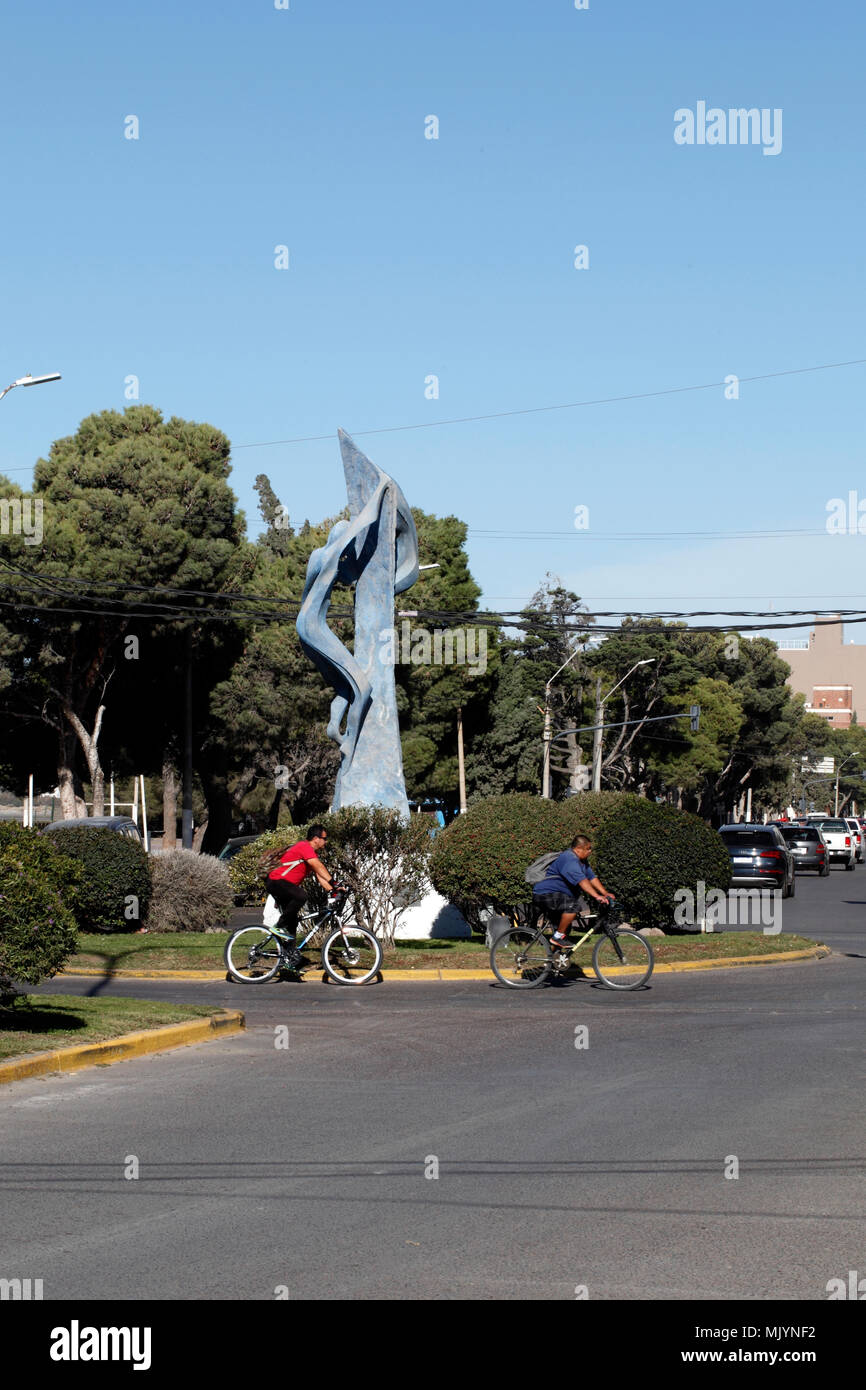 Statue on the seafront road, Puerto Madryn, Chubut province, Argentina, Patagonia, Stock Photo