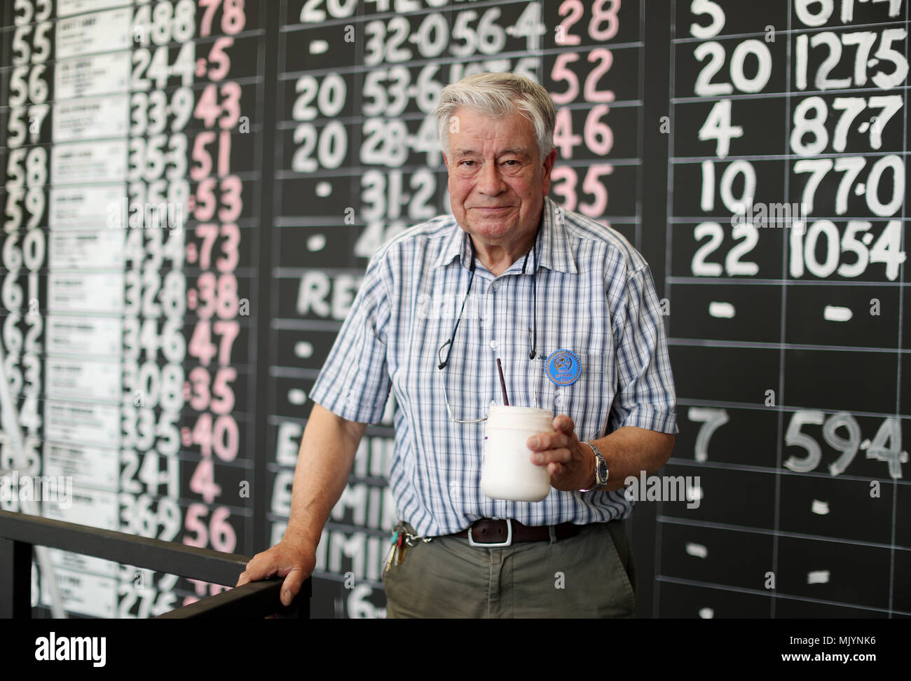 Gerald Kington, scoreboard painter, during day five of the Mitsubishi
