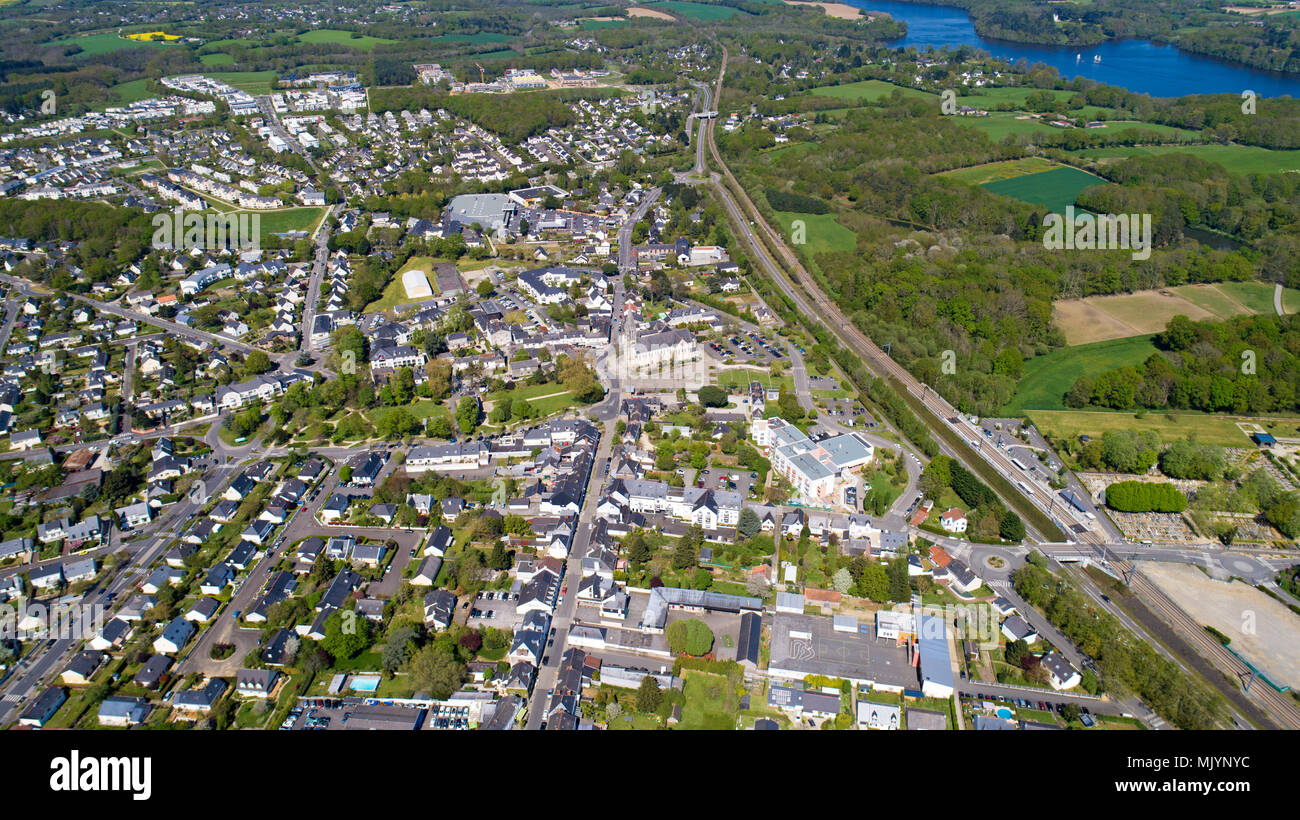 Aerial photography of La Chapelle sur Erdre in Loire Atlantique, France Stock Photo