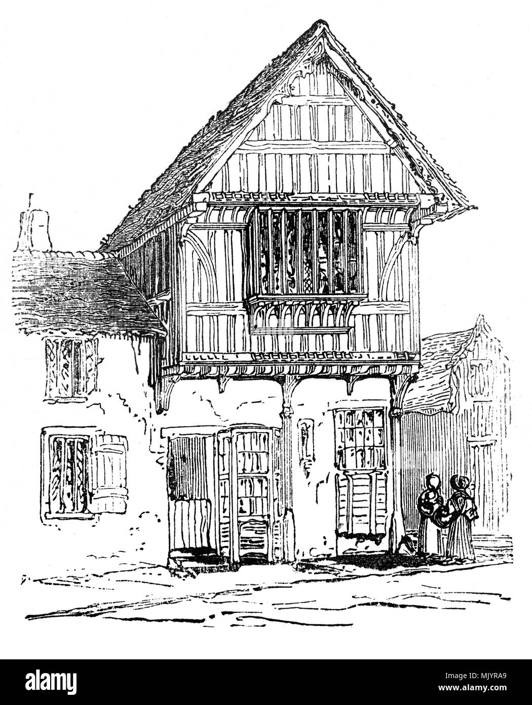 The 15th Century house in Leicester where King Richard III is said to have spent the night before the Battle of Bosworth, the last significant skirmish in the War of the Roses. By day's end on August 22, 1485, Richard, the last of the Yorkist Plantagenet line was dead, leaving the victor Henry Tudor to be crowned Henry VII. Stock Photo