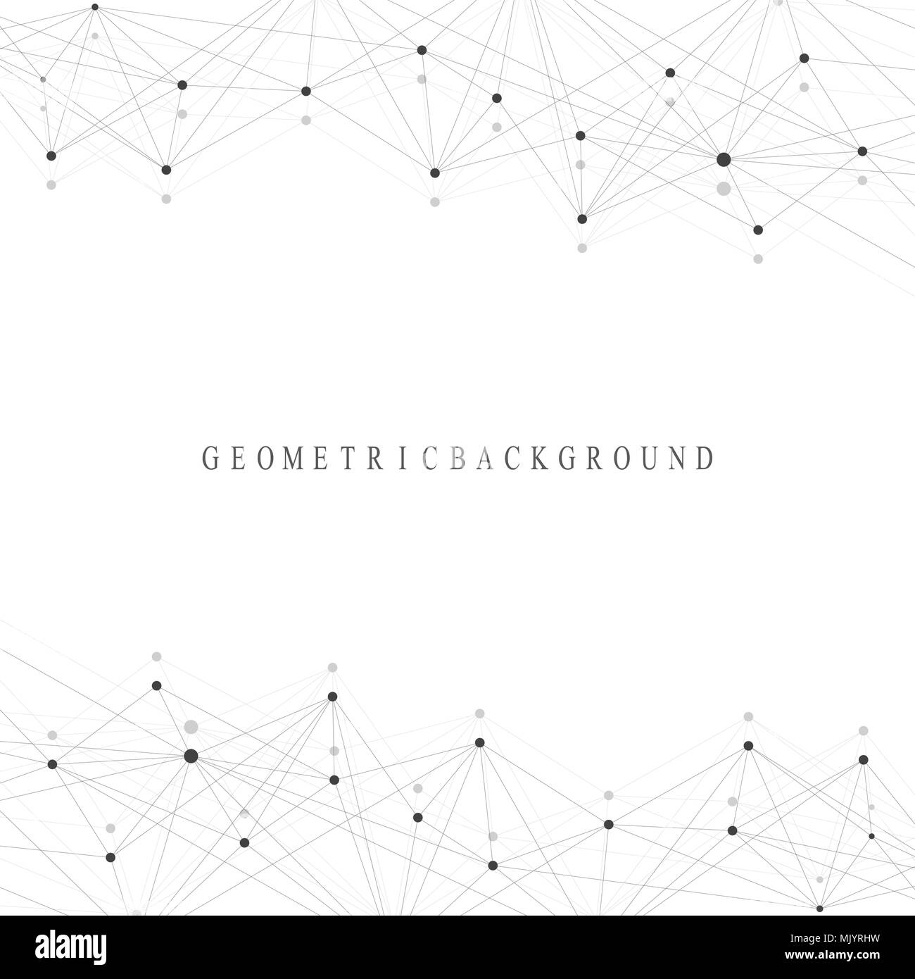 Geometric graphic background molecule and communication. Big data complex with compounds. Perspective backdrop. Minimal array. Digital data visualization. Scientific cybernetic vector illustration. Stock Vector