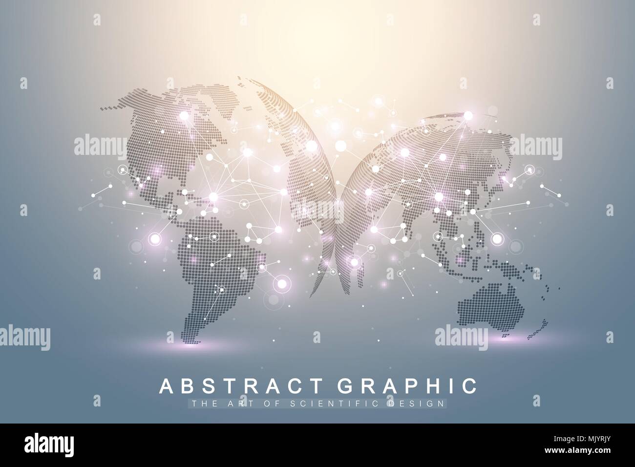 Three-dimensional abstract planet, representing the global, international meaning technology networking concept. Digital data visualization. Big Data background communication vector illustration. Stock Vector