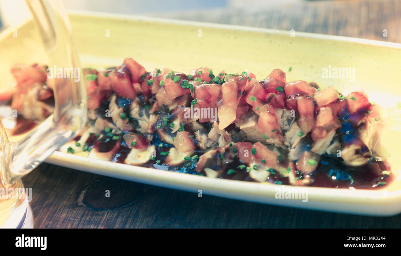 Image of cooked freshness food tataki de atun with sauce in plate Stock ...