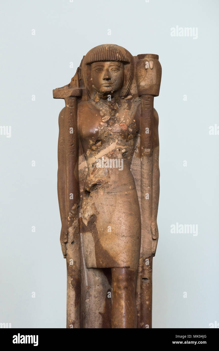 London. England. British Museum. Statue of Prince Khaemwaset, high priest of Ptah in Memphis. Originally from Abydos, Egypt. 19th Dynasty, ca. 1260 BC Stock Photo