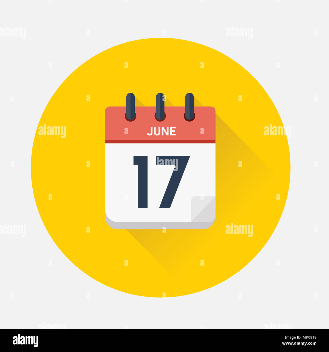 Vector illustration. Day calendar with date June 17, 2018. Fathers day ...