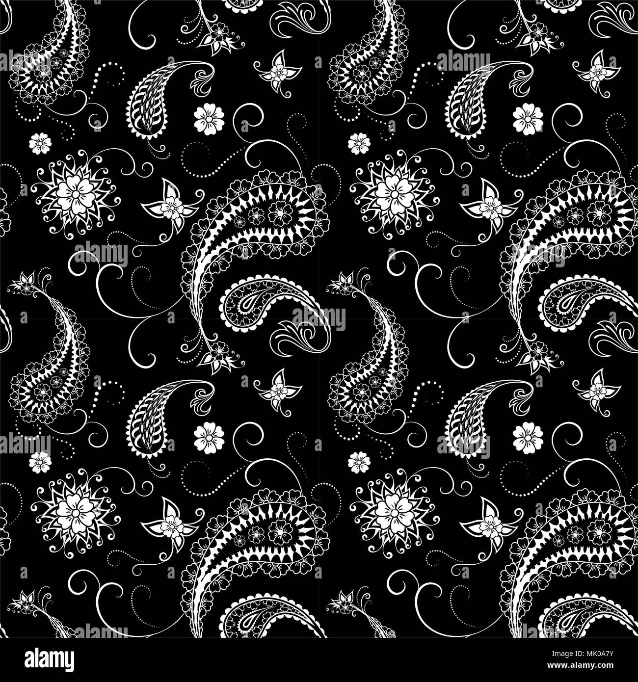 Simple Black And White Paisley