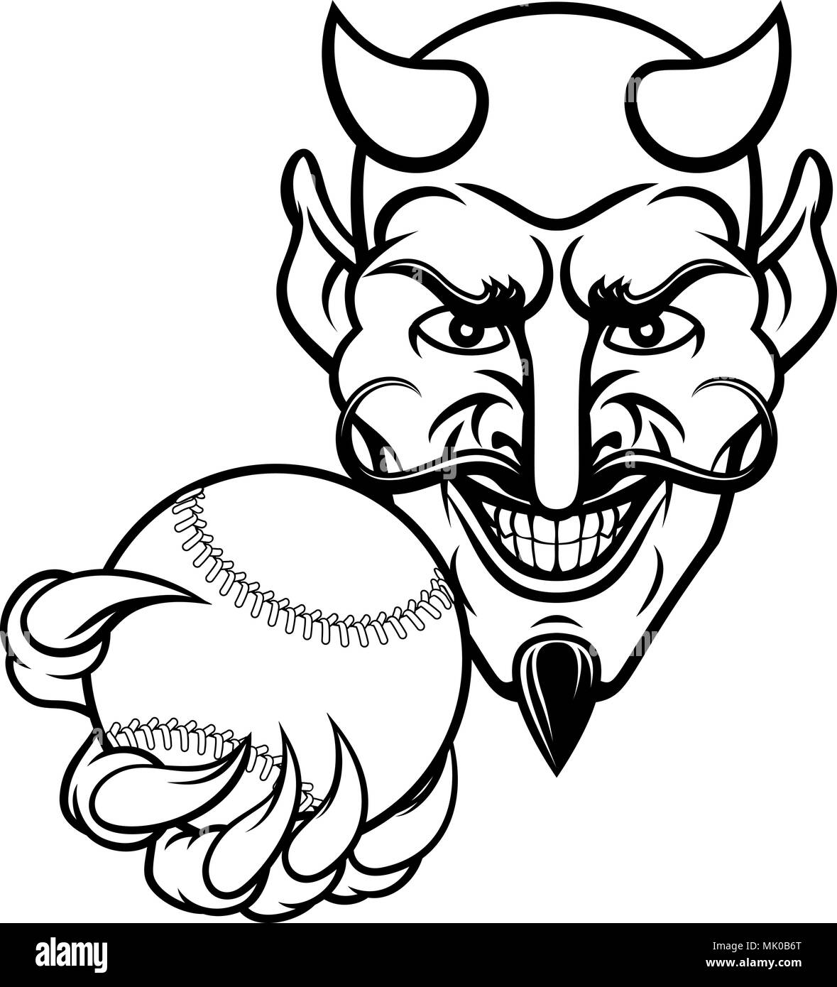 Devil Baseball Sports Mascot Stock Vector