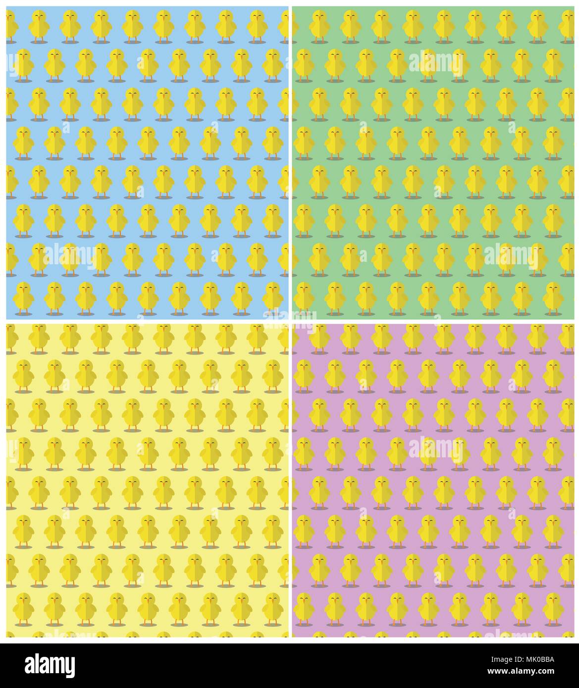 Easter Yellow Chicks Texture Collection Stock Vector