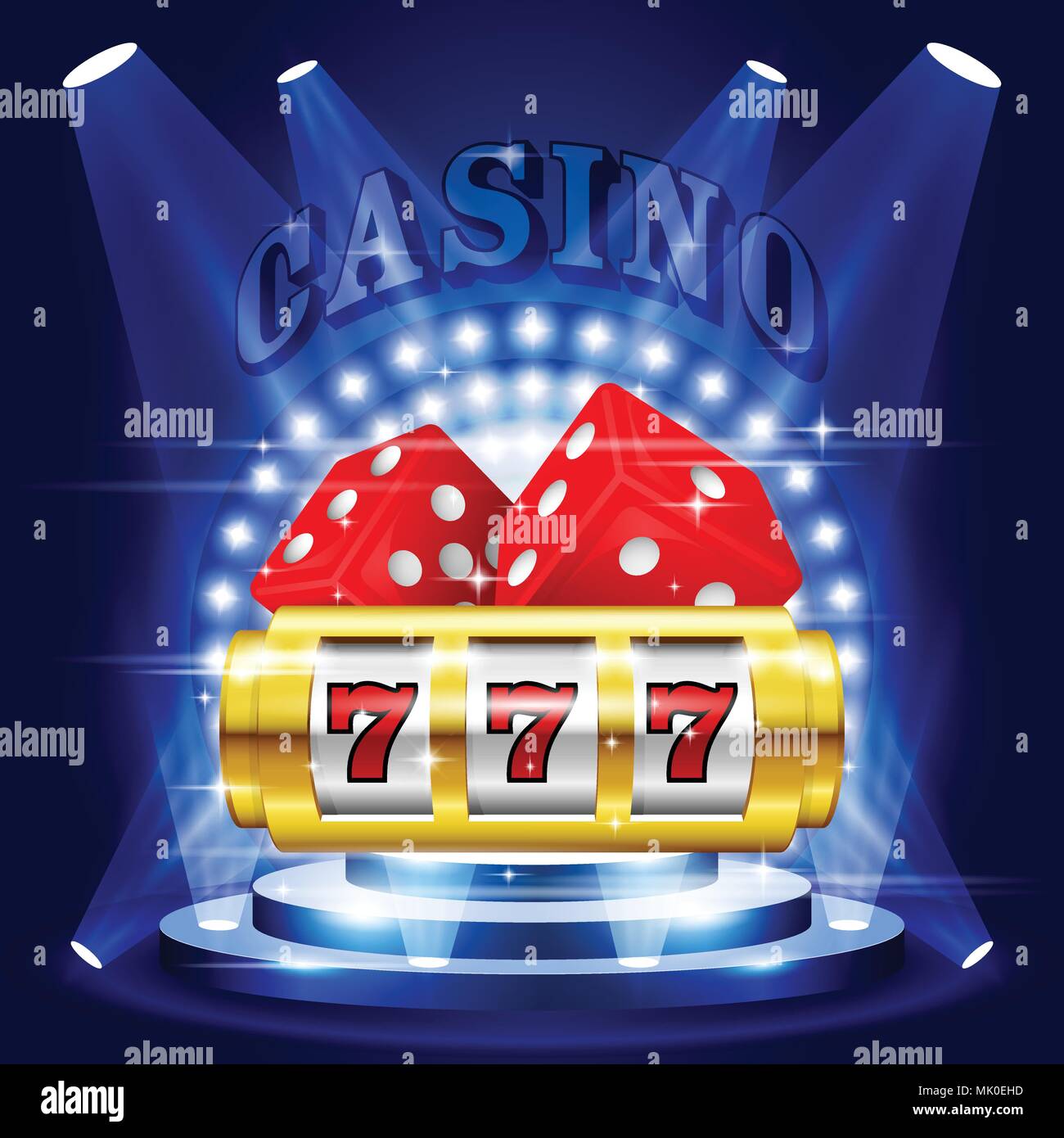 Big win or jackpot - 777 on slot machine, casino concert Stock Vector