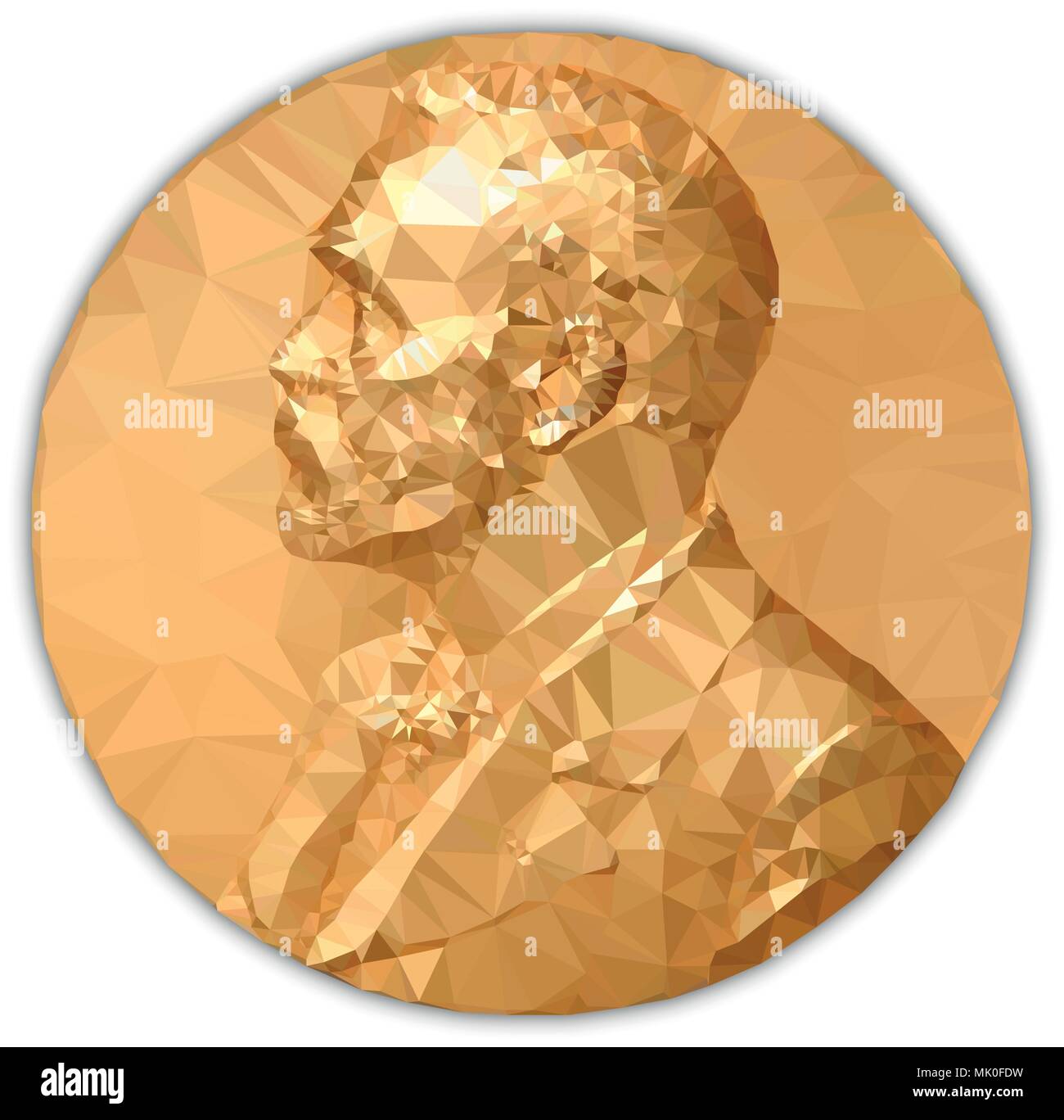 Nobel prize gold medal, graphics  elaboration to polygons Stock Vector
