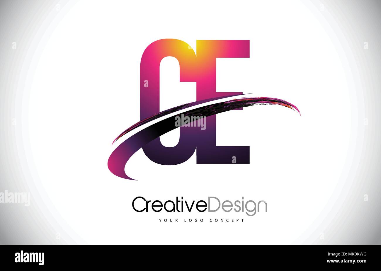 CE C E Purple Letter Logo with Swoosh Design. Creative Magenta Modern ...