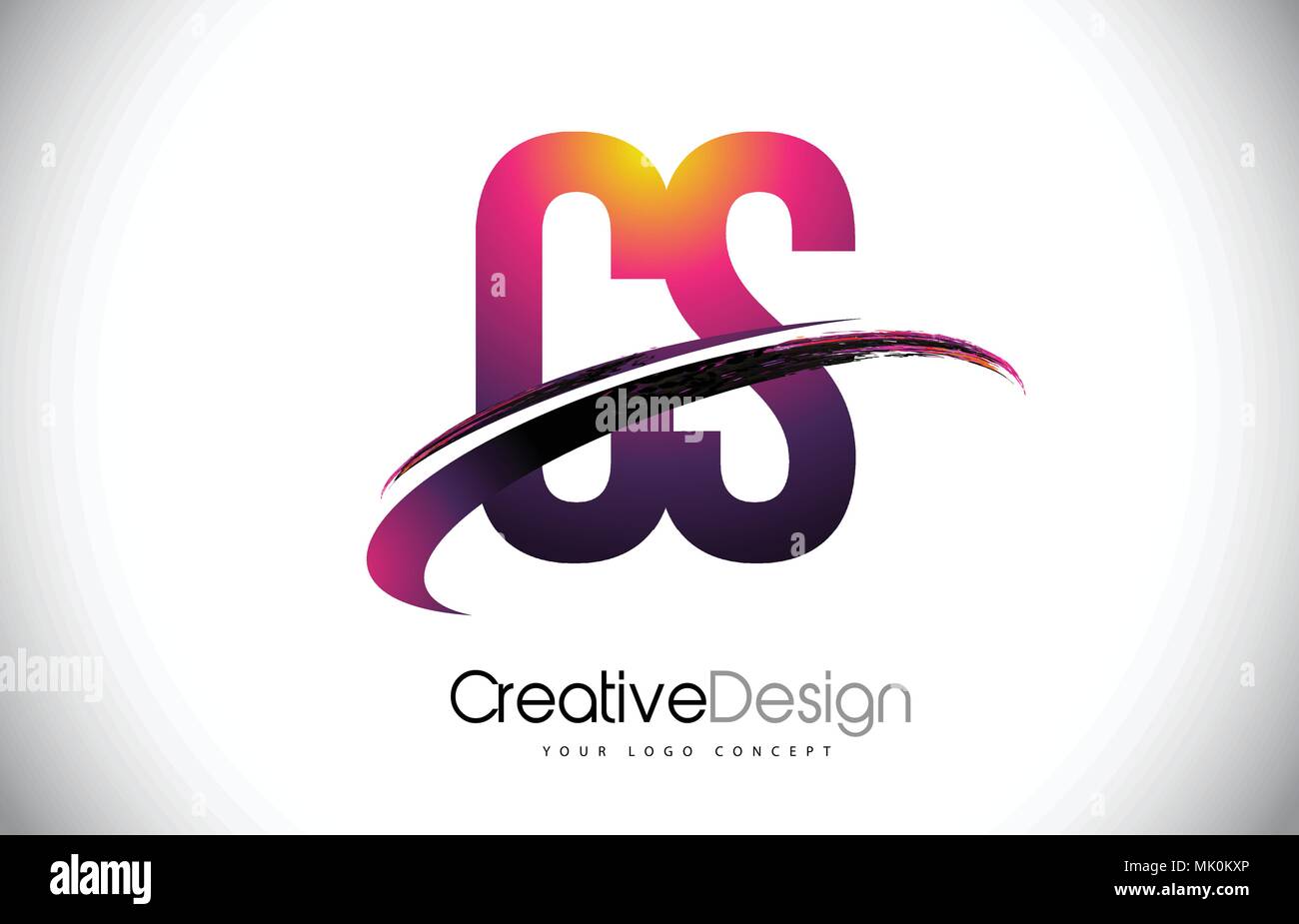 CS C S Purple Letter Logo with Swoosh Design. Creative Magenta Modern ...