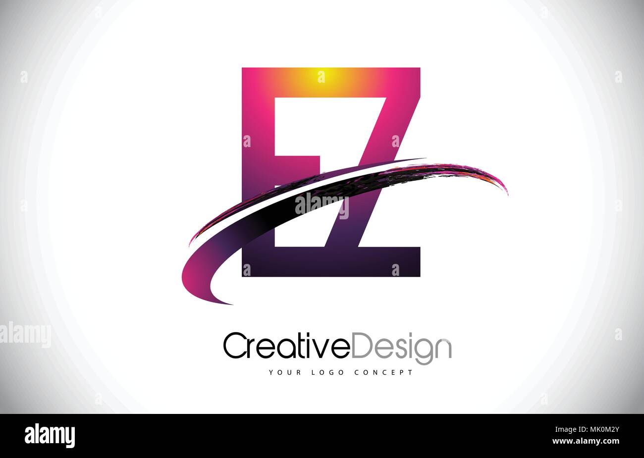 EZ E Z Purple Letter Logo with Swoosh Design. Creative Magenta Modern ...