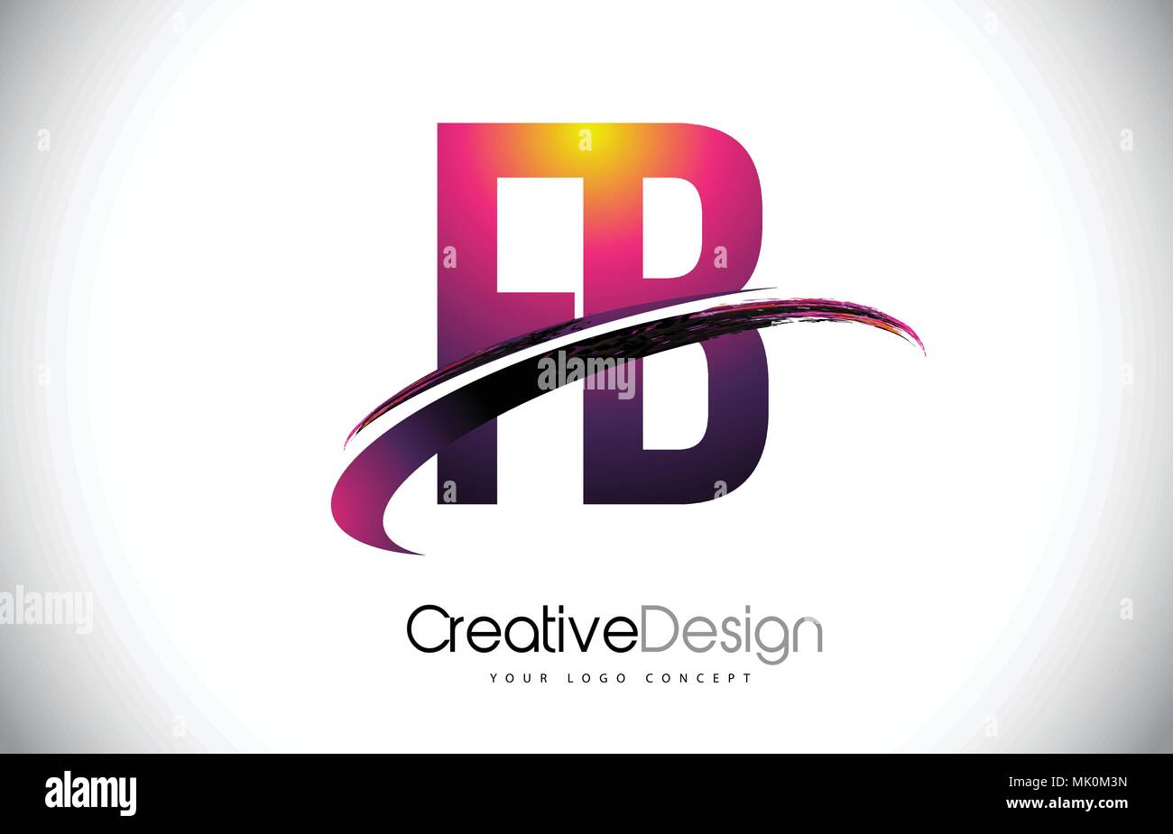 FB F B Purple Letter Logo with Swoosh Design. Creative Magenta Modern ...
