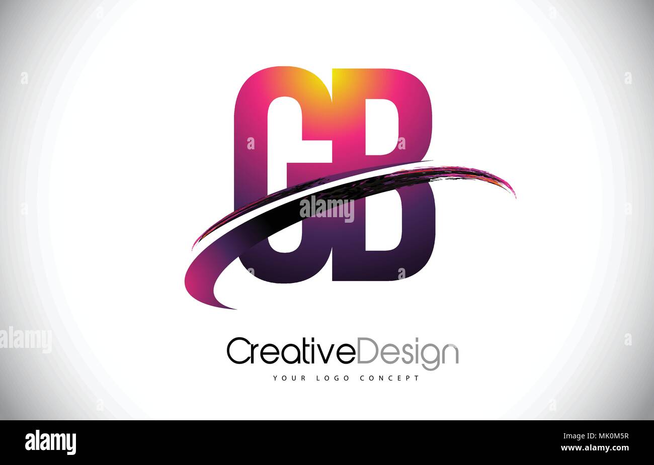 GB G B Purple Letter Logo with Swoosh Design. Creative Magenta Modern ...