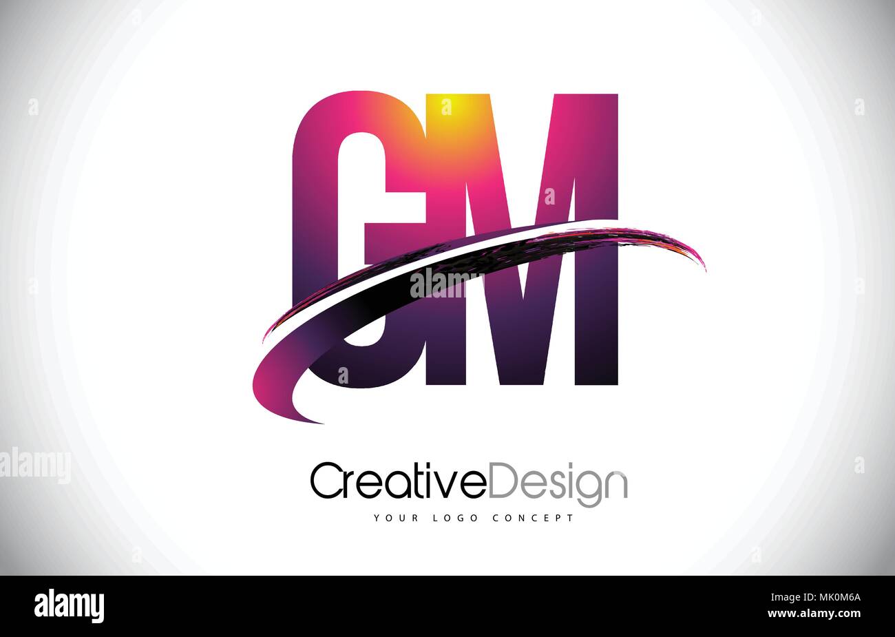 GM G M Purple Letter Logo with Swoosh Design. Creative Magenta Modern ...