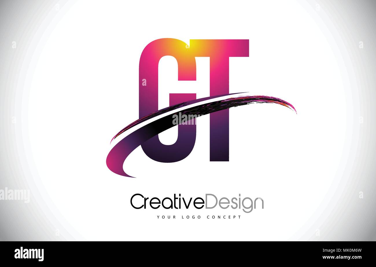 GT G T Purple Letter Logo with Swoosh Design. Creative Magenta Modern ...