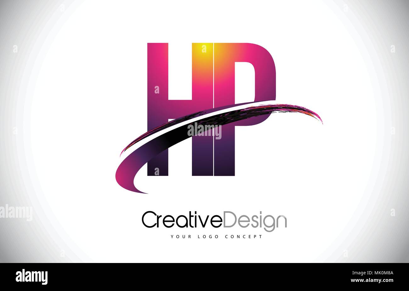 HP H P Purple Letter Logo with Swoosh Design. Creative Magenta Modern ...