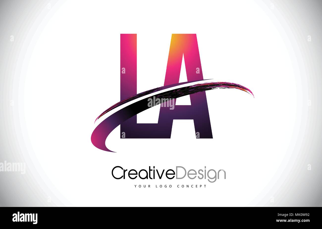 LA L A Purple Letter Logo with Swoosh Design. Creative Magenta Modern ...
