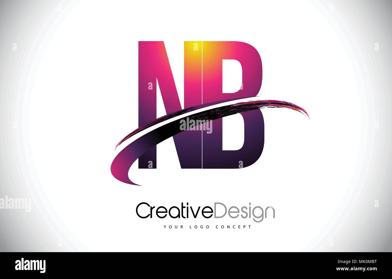 NB N B Purple Letter Logo with Swoosh Design. Creative Magenta Modern ...