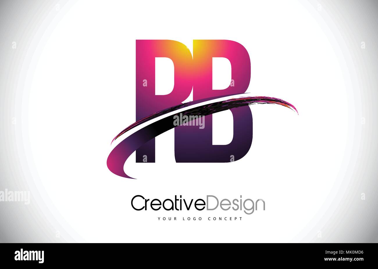 RB R B Purple Letter Logo with Swoosh Design. Creative Magenta Modern ...