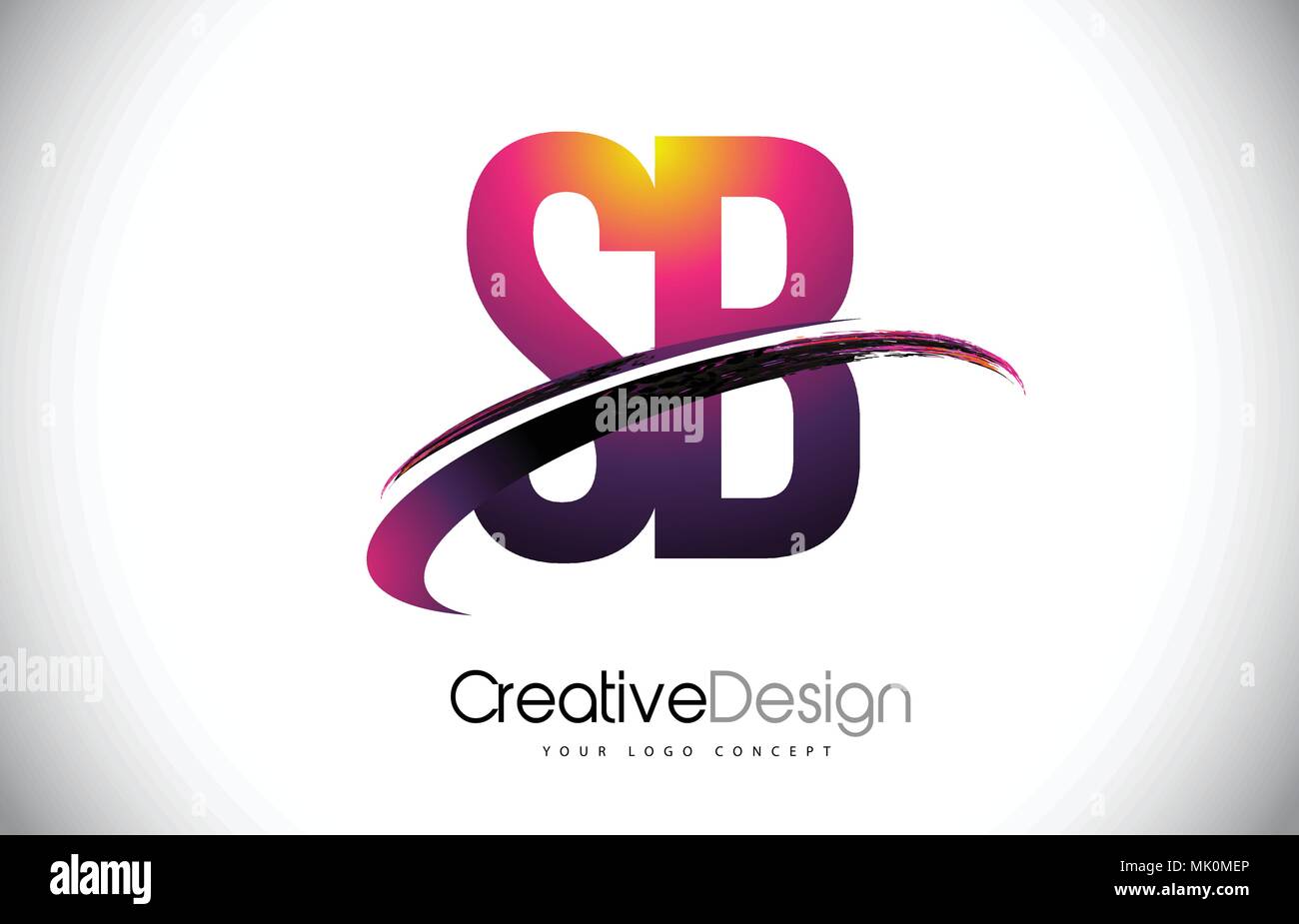 SB S B Purple Letter Logo with Swoosh Design. Creative Magenta Modern ...