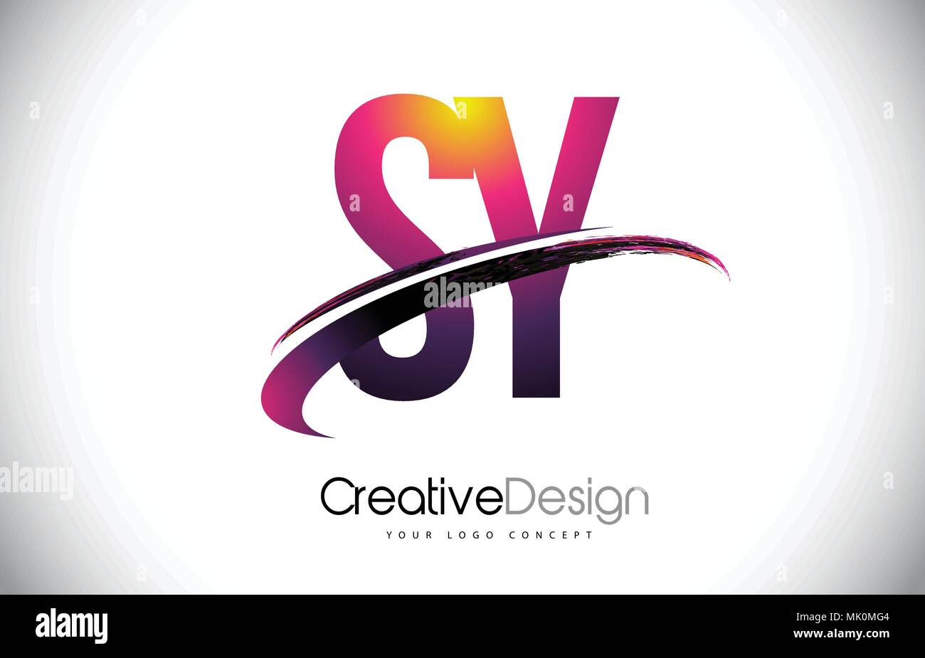 SY S Y Purple Letter Logo with Swoosh Design. Creative Magenta Modern ...