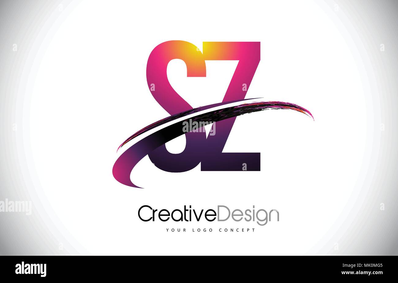 SZ S Z Purple Letter Logo with Swoosh Design. Creative Magenta Modern ...