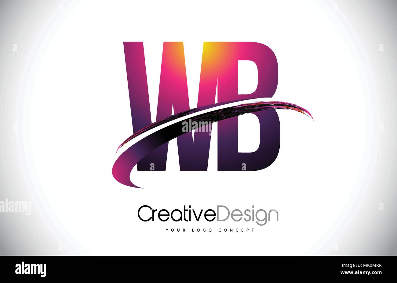 WB W B Purple Letter Logo with Swoosh Design. Creative Magenta Modern ...