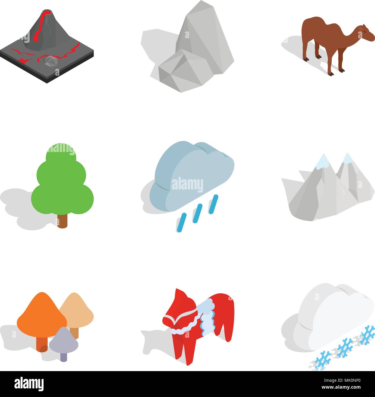 Zoo world icons set, isometric style Stock Vector