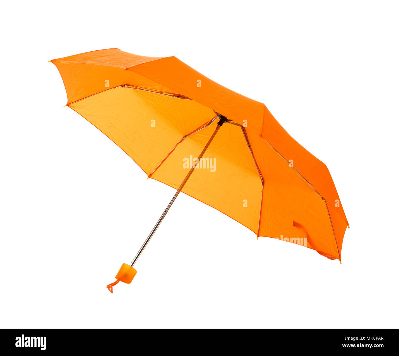Orangecolored umbrella isolated on white background Stock Photo Alamy