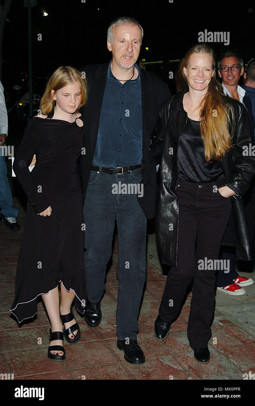 James cameron with wife Suzy Amos and daughter arriving at the Hellboy