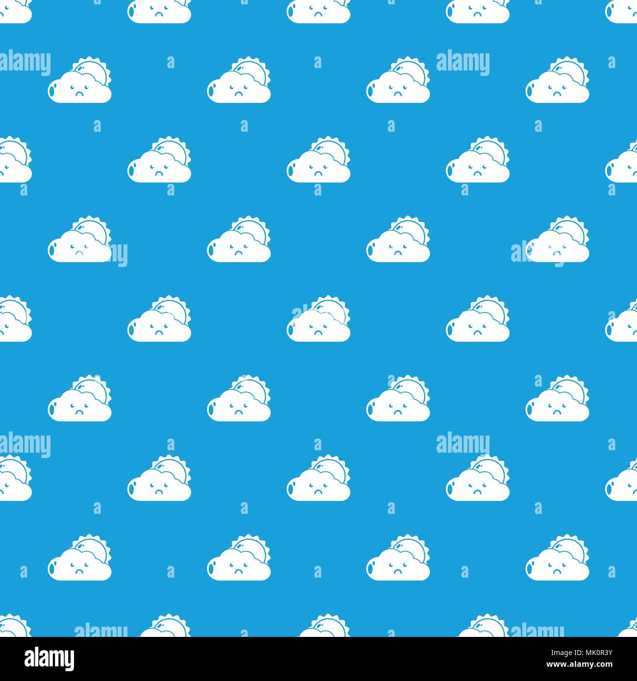 Sun and cloud pattern vector seamless blue Stock Vector