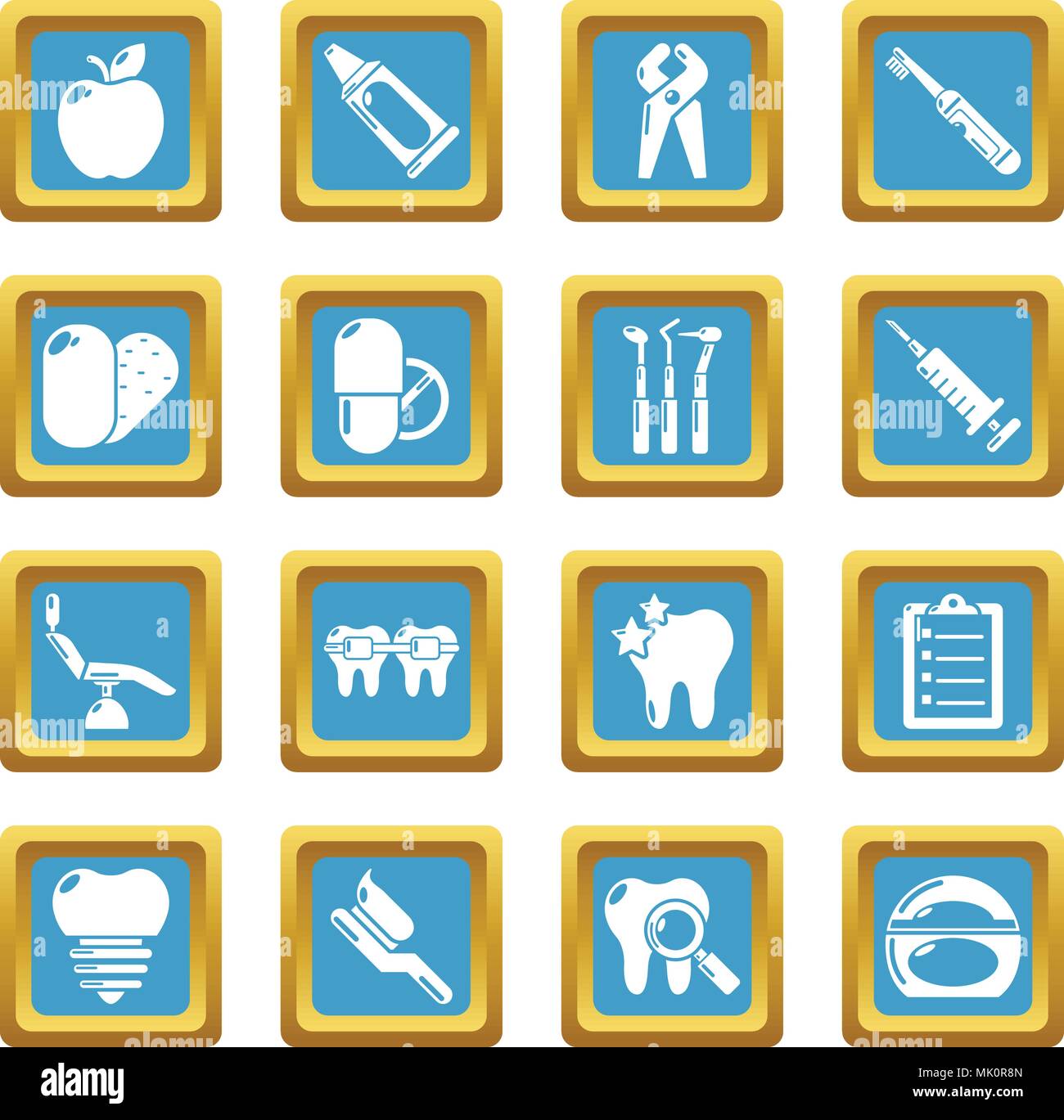 Stomatology dental icons set sapphirine square vector Stock Vector ...