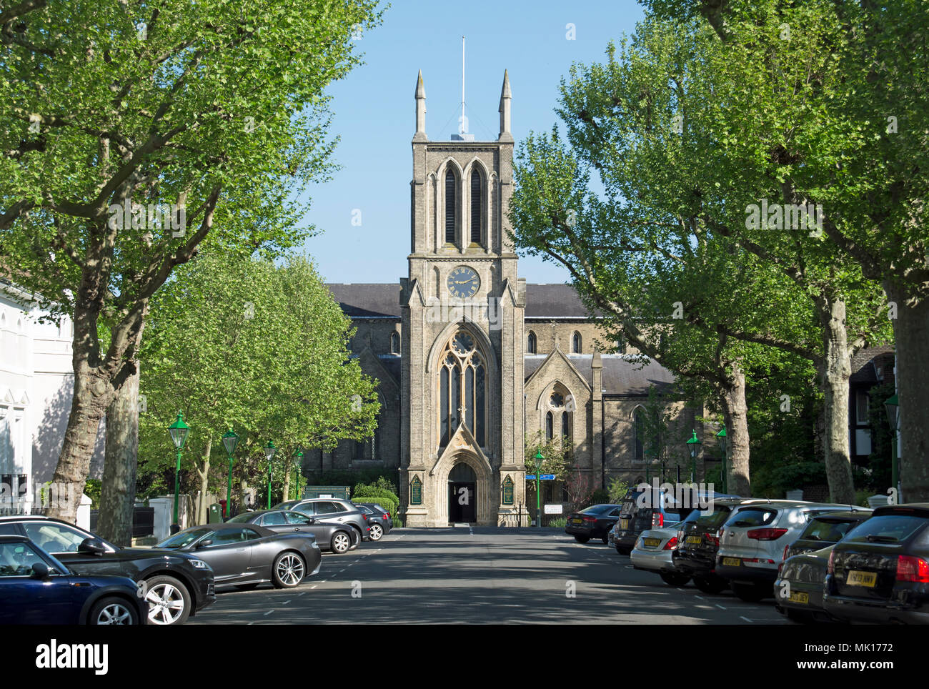the 1845 grade II listed st james church, or st james norlands, holland park, london, england