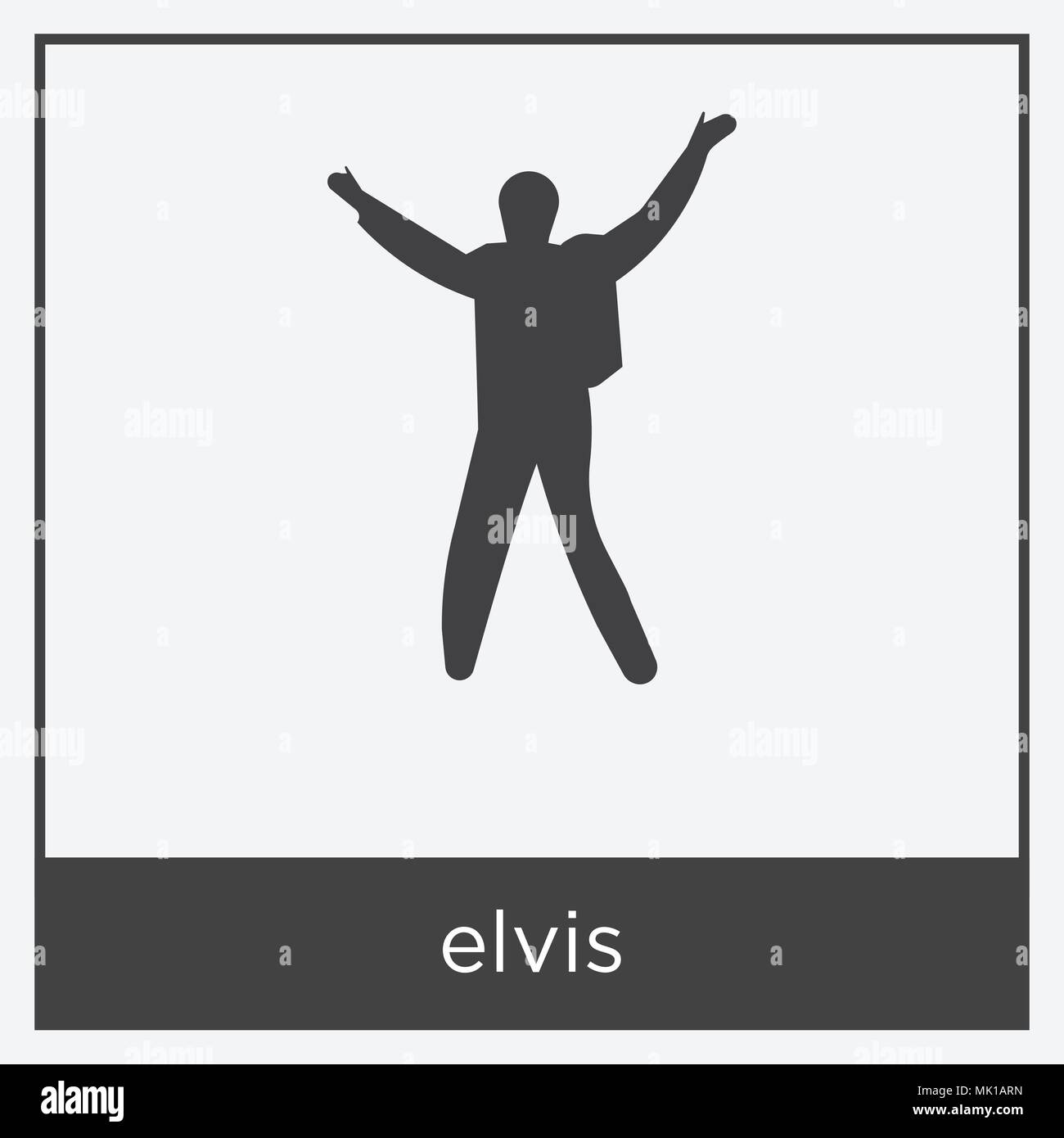 elvis icon isolated on white background with gray frame, sign and