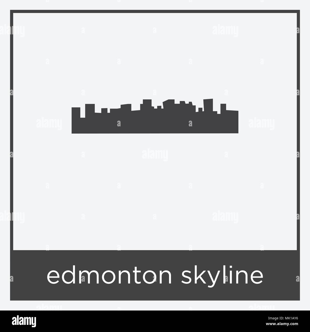 edmonton skyline icon isolated on white background with gray frame