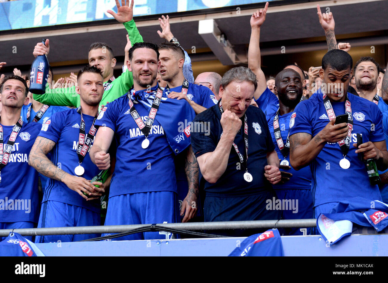 Cardiff City celebrate Championship victory, Cardiff City F…