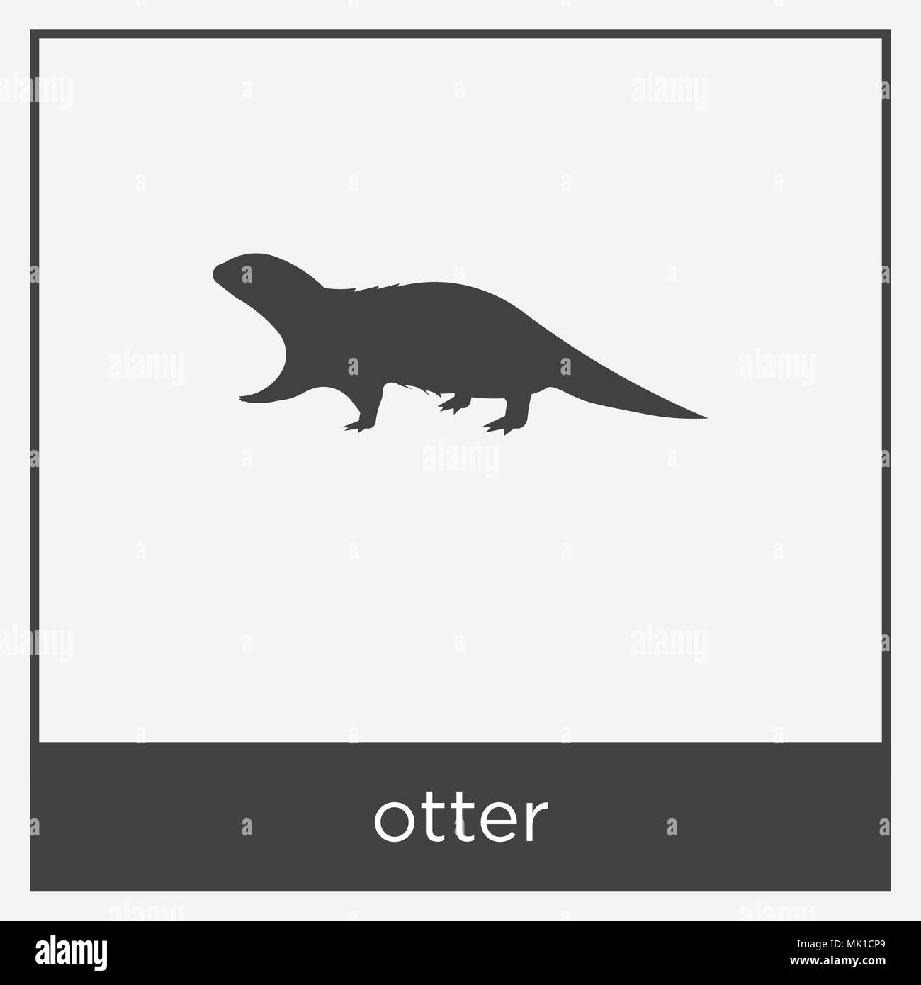 otter icon isolated on white background with gray frame, sign and symbol Stock Vector
