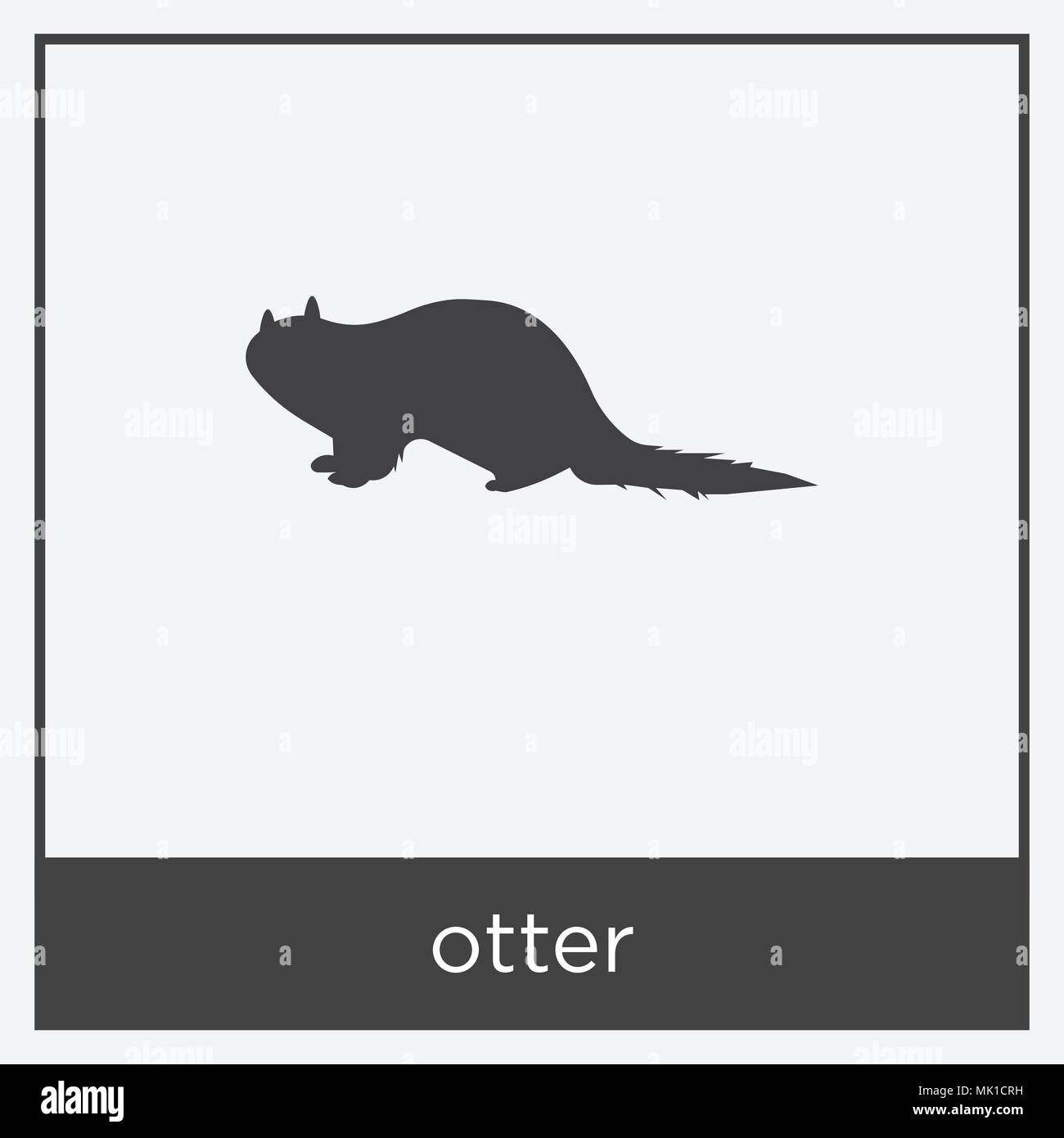 otter icon isolated on white background with gray frame, sign and symbol Stock Vector