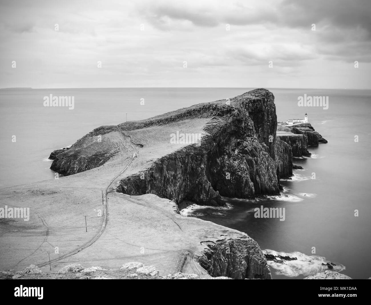 Neist point lighthouse isle skye Black and White Stock Photos & Images ...