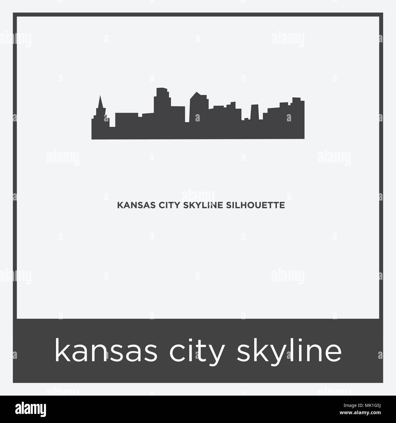kansas city skyline icon isolated on white background with gray frame ...