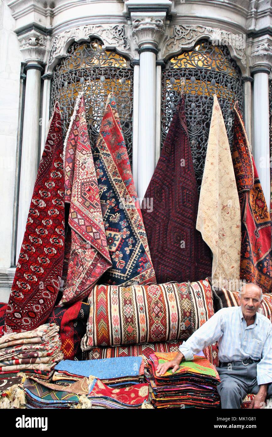 ISTANBUL TURKEY ON 08/02/2010 typical handmade carpets shops in gran