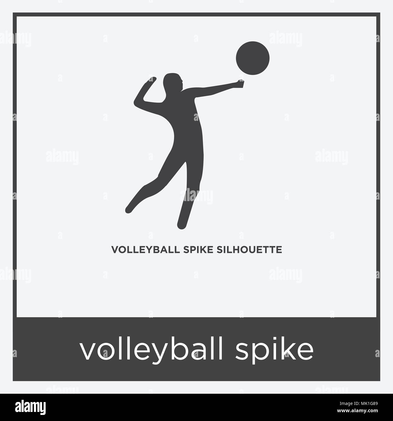 volleyball spike icon isolated on white background with gray frame