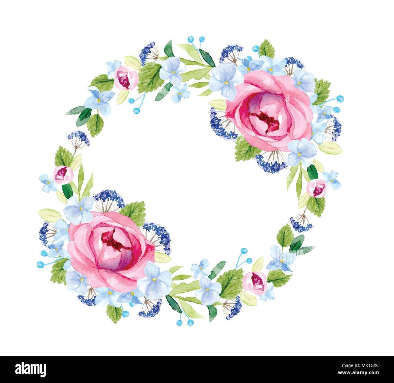 wreath of flowers in watercolor Stock Vector Image & Art - Alamy