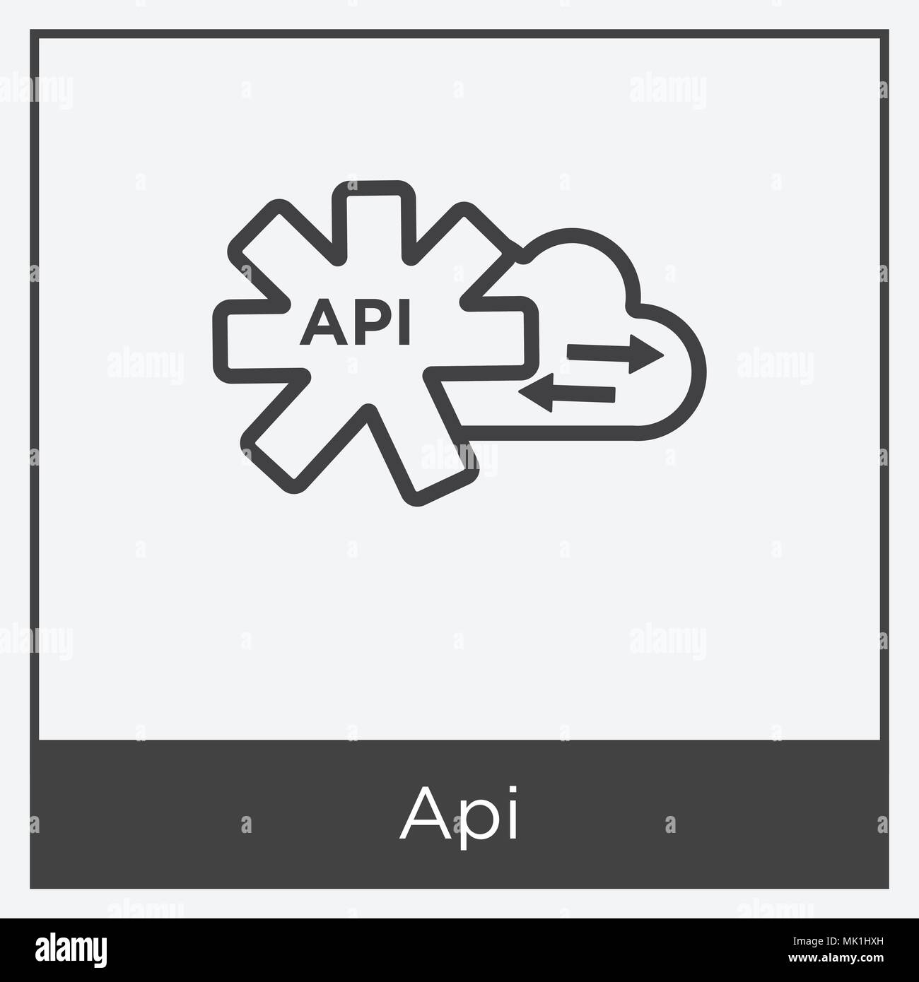 Api icon isolated on white background with gray frame, sign and symbol ...