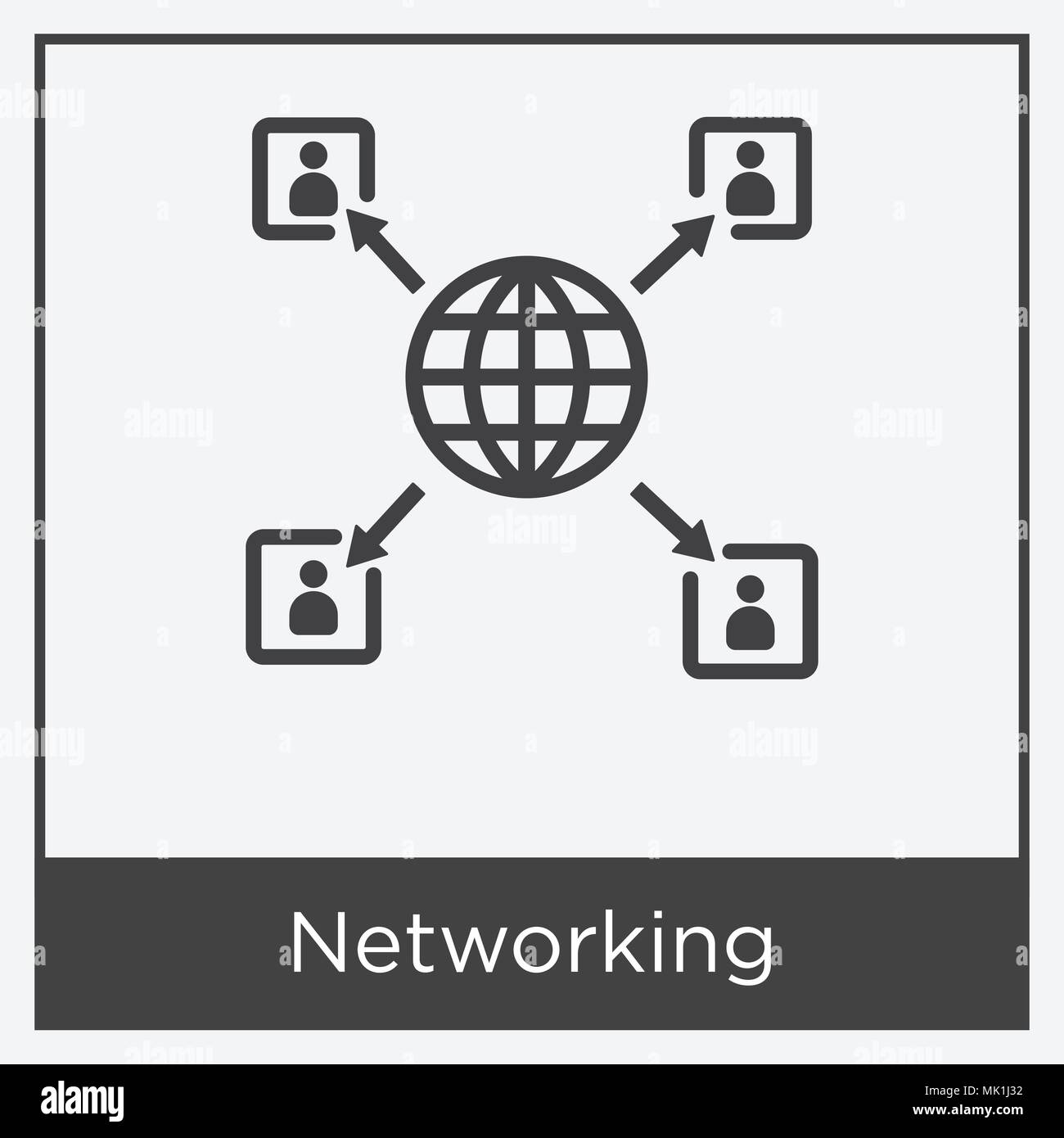 Networking icon isolated on white background with gray frame, sign and ...