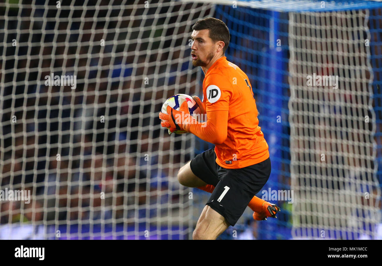 Maty Ryan of Brighton during the Premier League match between Brighton and Hove Albion and Manchester United at the American Express Community Stadium in Brighton and Hove. 04 May 2018 *** EDITORIAL USE ONLY ***  No merchandising. For Football images FA and Premier League restrictions apply inc. no internet/mobile usage without FAPL license - for details contact Football Dataco Stock Photo