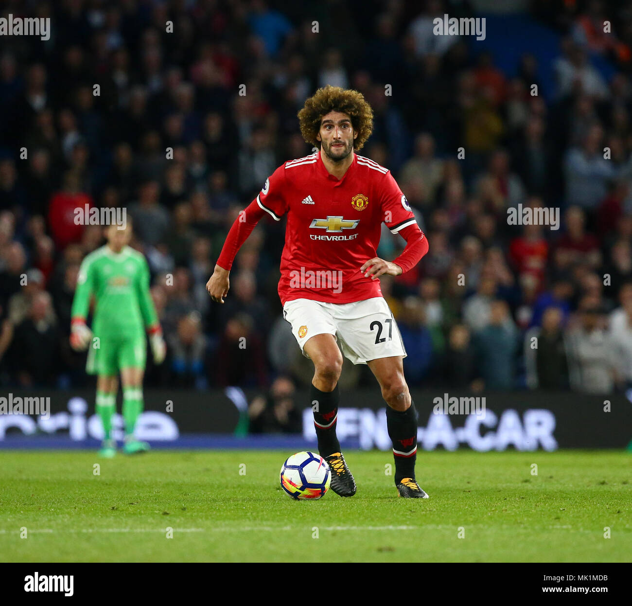 Marouane Fellaini of Manchester United during the Premier League match between Brighton and Hove Albion and Manchester United at the American Express Community Stadium in Brighton and Hove. 04 May 2018 *** EDITORIAL USE ONLY ***  No merchandising. For Football images FA and Premier League restrictions apply inc. no internet/mobile usage without FAPL license - for details contact Football Dataco Stock Photo